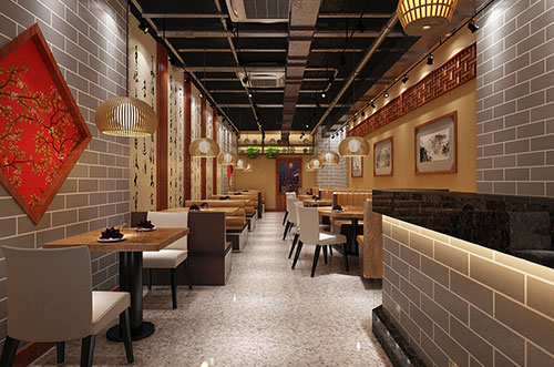 南海传统中式餐厅餐馆装修设计效果图