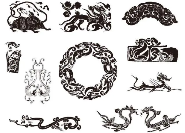 南海龙纹和凤纹的中式图案